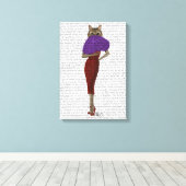 赤いドレスの猫 キャンバスプリント (インサイチュ (ウッドフロア))