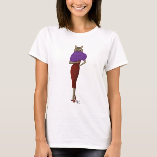 赤いドレスの猫 Tシャツ (正面)