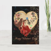 赤いドレスの遊バイオリンの女性 シーズンカード (正面)