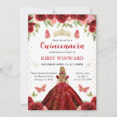 赤いドレスの金髪プリンセスのキンチアニエラ 招待状 (正面)