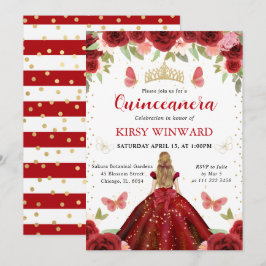 赤いドレスの金髪プリンセスのキンチアニエラ 招待状