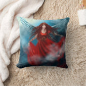 赤いドレスの雲の中に翼を持つ女王 クッション (ブランケット)