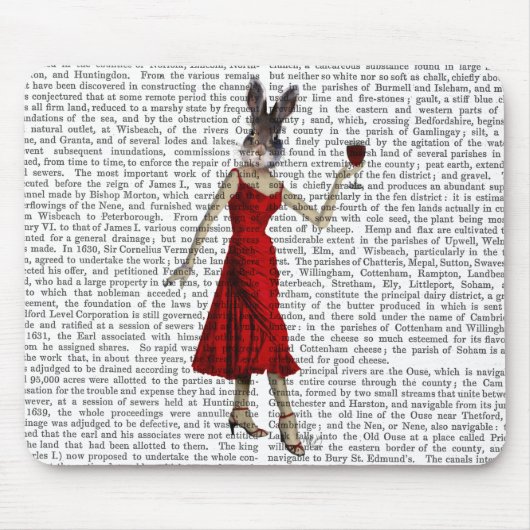 赤いドレスを着たウサギ マウスパッド (正面)