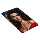 赤いドレスを着たピンアップの女性。 マグネット (右側)