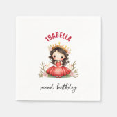 赤いドレスを着た可愛らしい小さな王女 スタンダードカクテルナプキン (正面)