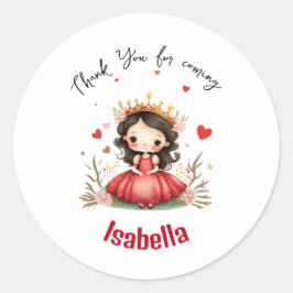 赤いドレスを着た可愛らしい小さな王女 ラウンドシール