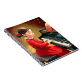 赤いドレスを着た可愛遊い女の子のピアノ ノートブック (右側)