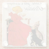 赤いドレスを着た女の子のミルクを飲むステインレンのポスター ガラスコースター (裏面)