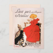 赤いドレスを着た女の子のミルクを飲むステインレンのポスター ポストカード (正面/裏面)