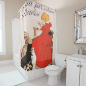 赤いドレスを着た女の子、ミルク・スティーンレン・ポスターを飲む シャワーカーテン (インサイチュ)