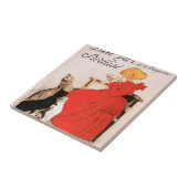 赤いドレスを着た女の子、ミルク・スティーンレン・ポスターを飲む タイル (側面)