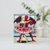 赤いドレスを着た女性と悪魔が踊るフローラ ポストカード (スタンド正面)