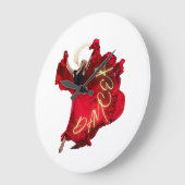 赤いドレスを着た女性踊り ラージ壁時計 (傾斜)