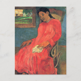 赤いドレスを着た女性 – Paul Gauguin ポストカード