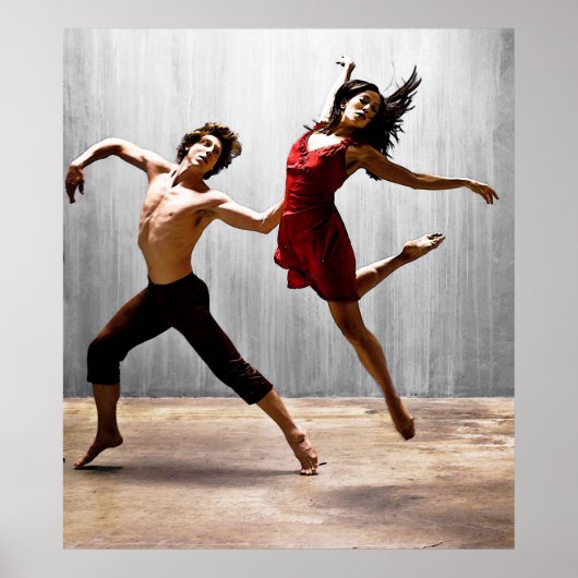 赤いドレスを着モダンた男女のダンサー ポスター (正面)