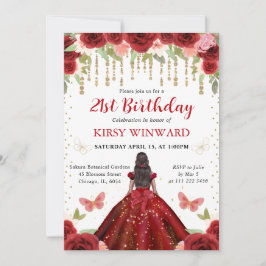 赤いドレス 黒い肌のプリンセス 21歳の誕生日 招待状