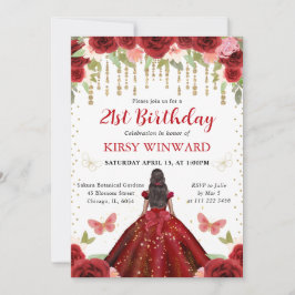 赤いドレス 黒い肌のプリンセス 21歳の誕生日 招待状