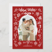 赤いドードルアーチ写真「暖かい願い」クリスマス シーズンカード (正面)