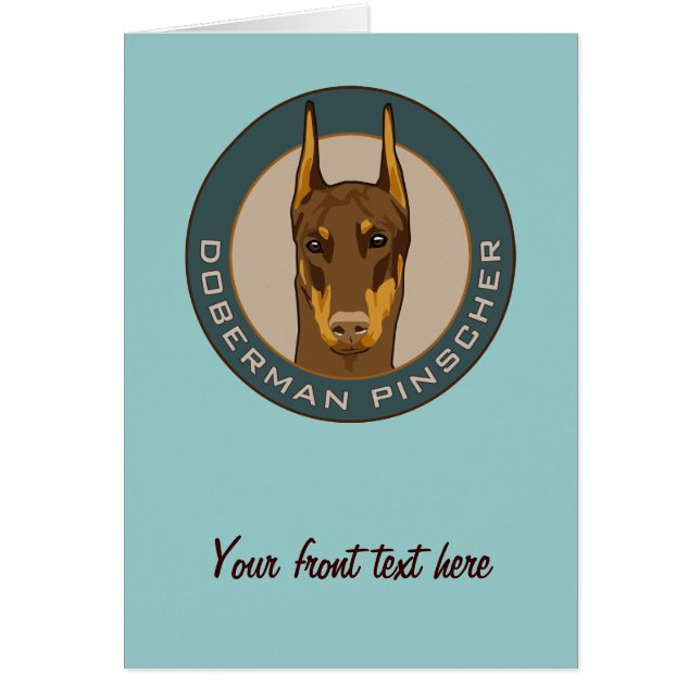 赤いドーベルマン犬のバッジ (正面)