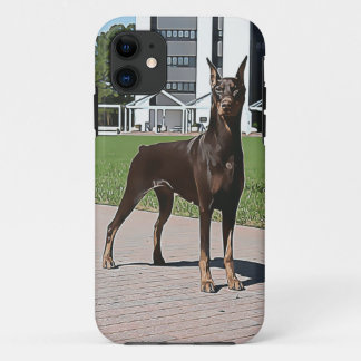 赤いドーベルマン犬(v11-1) iPhone 11 ケース