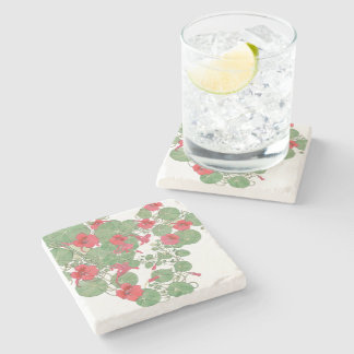 赤いナスタウム |アンティークリトグラフ1896 ストーンコースター