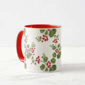 赤いナスタジウムクリーム背景 マグカップ (正面左)