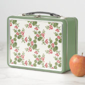 赤いナスタジウムクリーム背景 メタルランチボックス (インサイチュ)