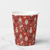 赤いナッツクラッカーのクリスマスパターン 紙コップ (裏面)