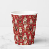 赤いナッツクラッカーのクリスマスパターン 紙コップ (正面)