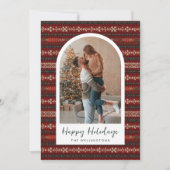 赤いニットモダンのクリスマスセーターArch Photo シーズンカード (正面)