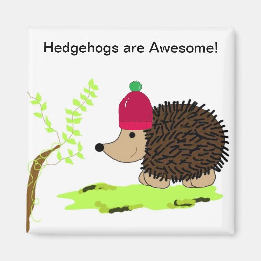赤いニット帽のハリネズミ マグネット (正面)