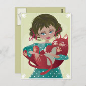 赤いニャーポストカード ポストカード (正面/裏面)