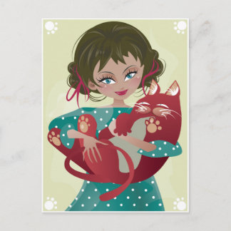 赤いニャーポストカード ポストカード