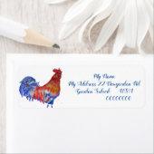 赤いニワトリの水彩画 ルビー色の鳥 ラベル (インサイチュ)