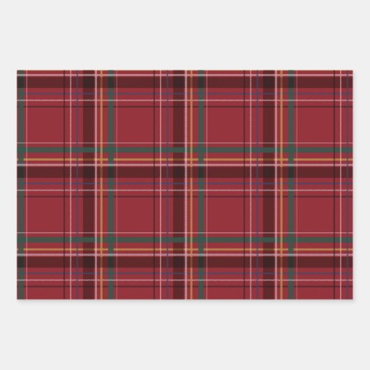 赤いネイビーグリーンをコーディネートするクリスマスプレイド ラッピングペーパーシート (正面2)