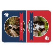 赤いネイビーブルードッグが写食べ物を与え真 マグネット (横)