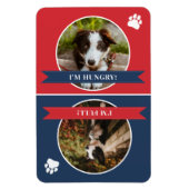 赤いネイビーブルードッグが写食べ物を与え真 マグネット (縦)