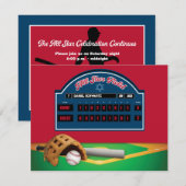 赤いネイビーベースボール バー ミッツヴァ  レセプション カード (正面/裏面)