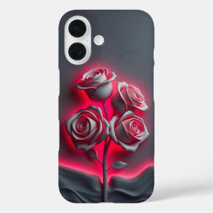 赤いネオンバラオンブラックケースメイトiPhoneケース iPhone 16ケース