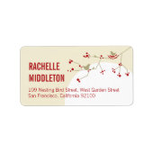赤いネスティングバードファミリーシンプルベビーシャワーアドレス ラベル (正面)