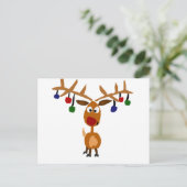 赤いノーズおもしろいトナカイのクリスマスアート シーズンポストカード (スタンド正面)