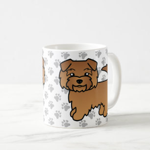 赤いノーフォーク・テリアのキャラクターデザインの犬と足 コーヒーマグカップ