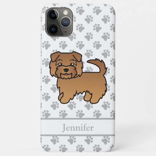 赤いノーフォーク・テリアのキャラクター犬と名前 Case-Mate iPhoneケース (裏面)