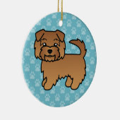 赤いノーフォーク・テリア 犬のキャラクターイラスト セラミックオーナメント (右)