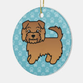赤いノーフォーク・テリア 犬のキャラクターイラスト セラミックオーナメント (左)