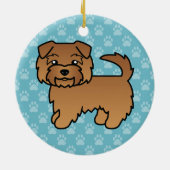 赤いノーフォーク・テリア 犬のキャラクターイラスト セラミックオーナメント (裏面)