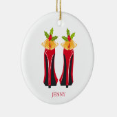 赤いハイヒールとクリスマスベル セラミックオーナメント (右)