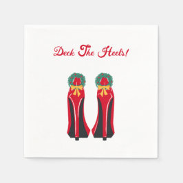 赤いハイヒールとクリスマスリース スタンダードカクテルナプキン