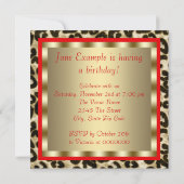 赤いハイヒールとヒョウ柄のスイート16の誕生日 招待状 (裏面)