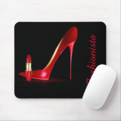 赤いハイヒールの口紅のタイポグラフィ マウスパッド (マウス)